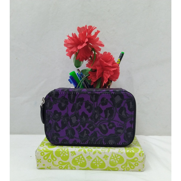 Coach Purple Canvas Zip Around Travel Jewelry Box - Picture 1 of 12